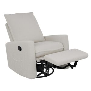 CorLiving Caillie White Boucle Fabric Upholstered Contemporary Glider Recliner Chair
