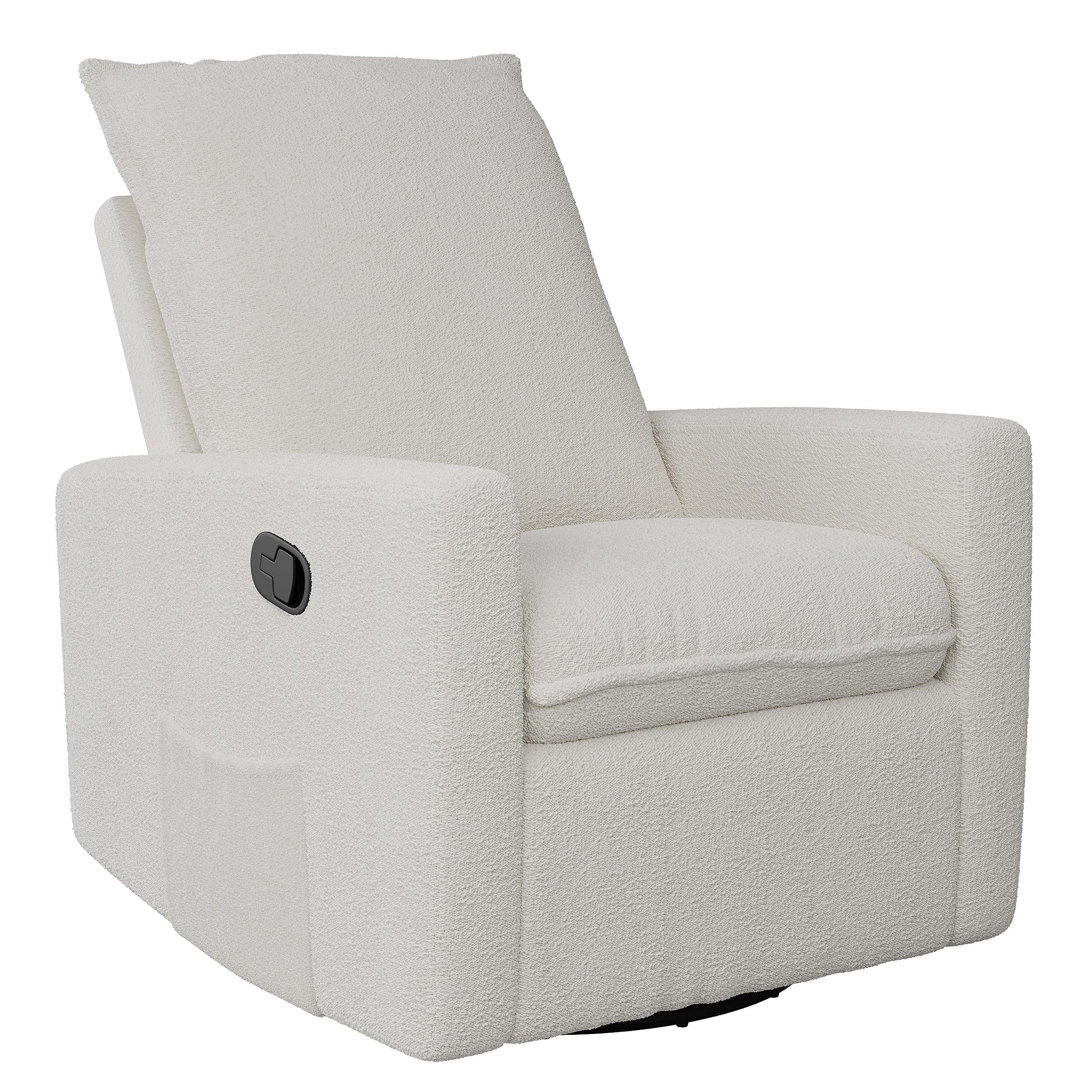CorLiving Caillie White Boucle Fabric Upholstered Contemporary Glider Recliner Chair