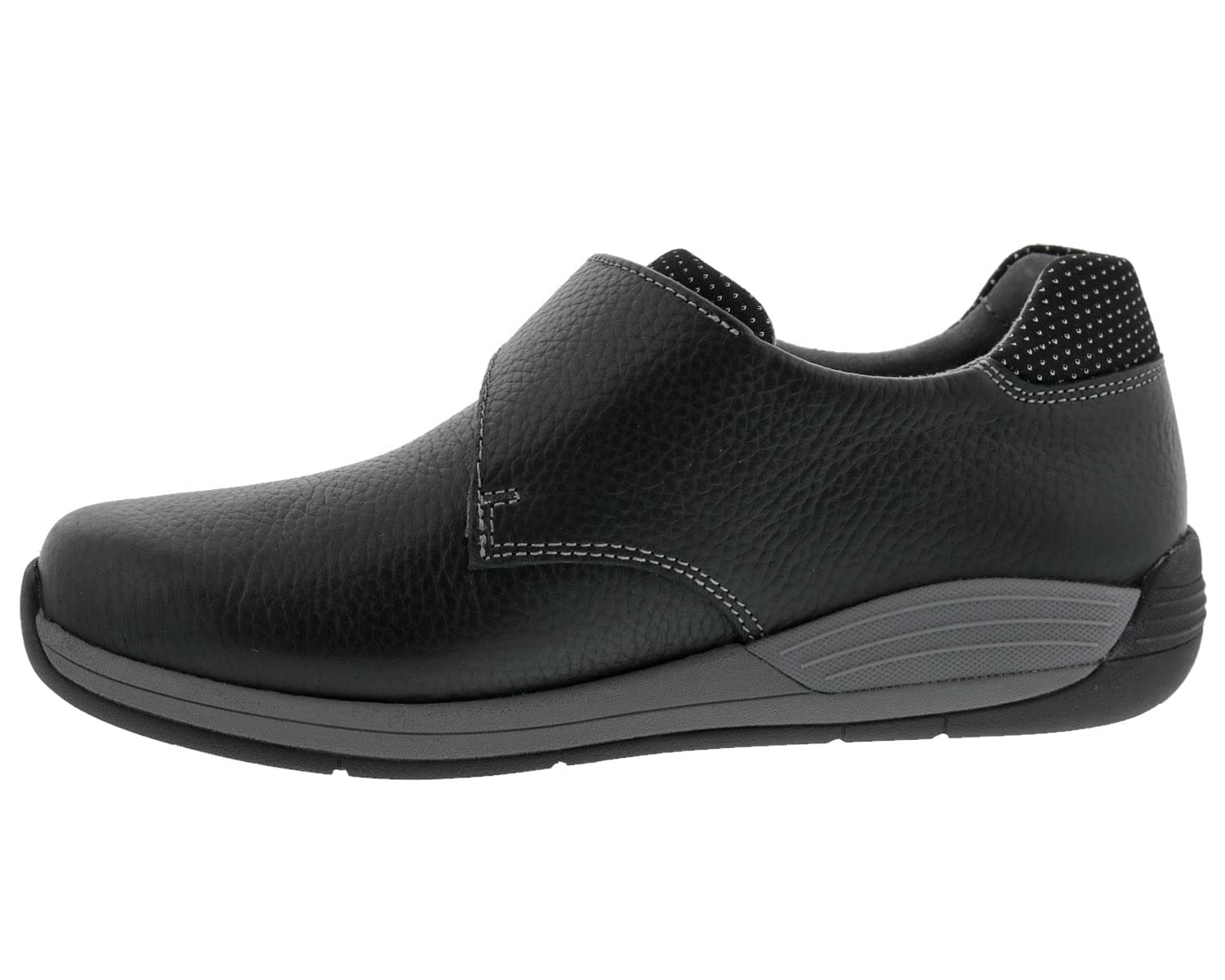 Drew Tempo, Womens Hook & Loop Orthopedic Comfort Shoe, Black Leather, 10.5 X-Wide (2E)