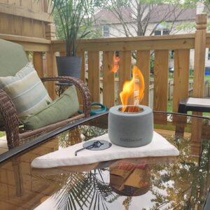 Mavalzy Tabletop Fire Pit, Mini Portable Tabletop Rubbing Alcohol Fireplace Table Top Fire Pit Bowl Long Burning Smokeless Indoor Outdoor Mini Fireplace with Extinguisher Gray