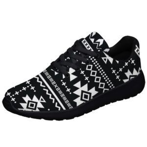 native indian themed shoes women men running sneakers lightweight sports walking tennis golf shoes black size 4