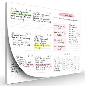 faboxy 52 sheets weekly planner pad undated essentials for productivity 10" x 8" - tear off 100 gsm paper - to do list with pp protection for student office and home - built-in habit & goals tracker
