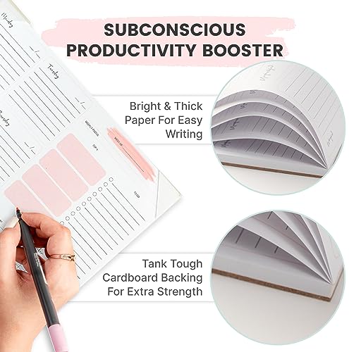 FABOXY 52 Sheets Weekly Planner Pad Undated Essentials for Productivity 10" x 8" - Tear off 100 GSM Paper - To Do list with PP Protection for student office and home - Built-in Habit & Goals Tracker