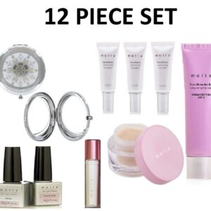 Makeup Set Mally 12 Piece Set - Evercolor Poreless Face Defender BB Cream Foundation Primer Concealer Compact Mirror Setting Powder Gel Nail Polish - Party Favors - gift - Wedding Make Up Favor