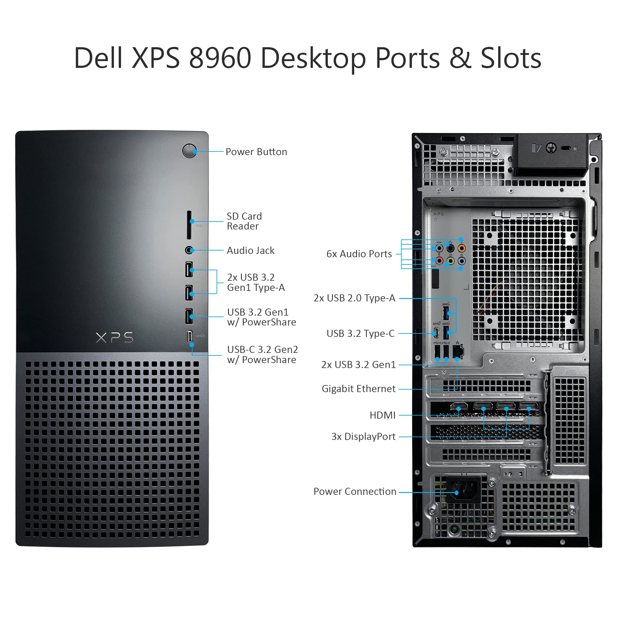 Dell XPS 8950 Gaming Desktop Computer - 12th Gen Intel Core i9-12900K up to 5.2 GHz CPU, 32GB DDR5 RAM, 2TB NVMe SSD, AMD Radeon RX 6700XT 12GB, Killer Wi-Fi 6, Windows 11 Pro