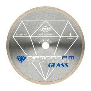 qep 6-7007gl 7-inch continuous rim glass tile diamond blade, 7mm rim height, 5/8-inch arbor, wet cutting, 8730 max rpm