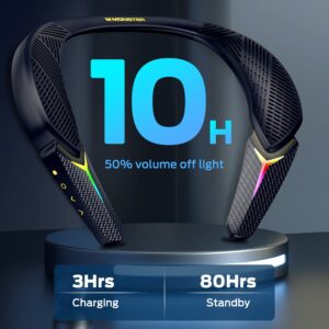 Monster Stinger Neck Speaker, Neckband Bluetooth Speaker with 10H Playtime, True 3D Stereo Sound, Low Latency, RGB Lights, Built-in Mic, Wireless Wearable Speaker for Gaming Movies Music, Lightweight