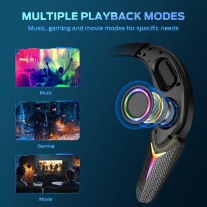 Monster Stinger Neck Speaker, Neckband Bluetooth Speaker with 10H Playtime, True 3D Stereo Sound, Low Latency, RGB Lights, Built-in Mic, Wireless Wearable Speaker for Gaming Movies Music, Lightweight