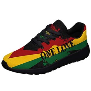 one love rasta reggae shoes men women running sneakers breathable casual sport tennis shoes gift for him her black size 7