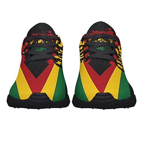 One Love Rasta Reggae Shoes Men Women Running Sneakers Breathable Casual Sport Tennis Shoes Gift for Him Her Black Size 7