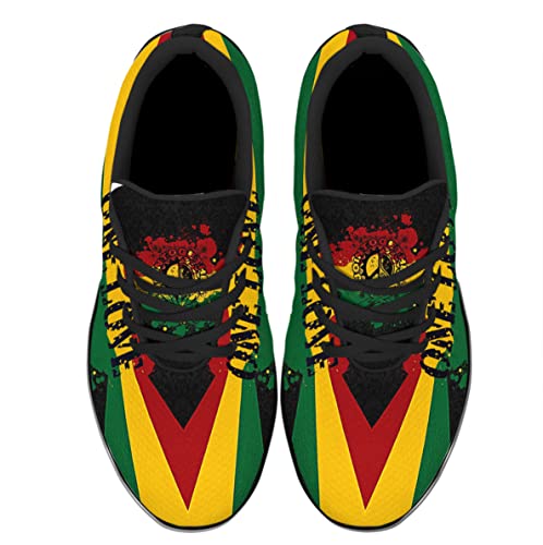 One Love Rasta Reggae Shoes Men Women Running Sneakers Breathable Casual Sport Tennis Shoes Gift for Him Her Black Size 7