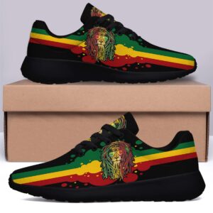 Lion Shoes Men Women Running Sneakers Casual Breathable Walking Tennis Shoes Jamaican Reggae African Gift Black Size 7.5