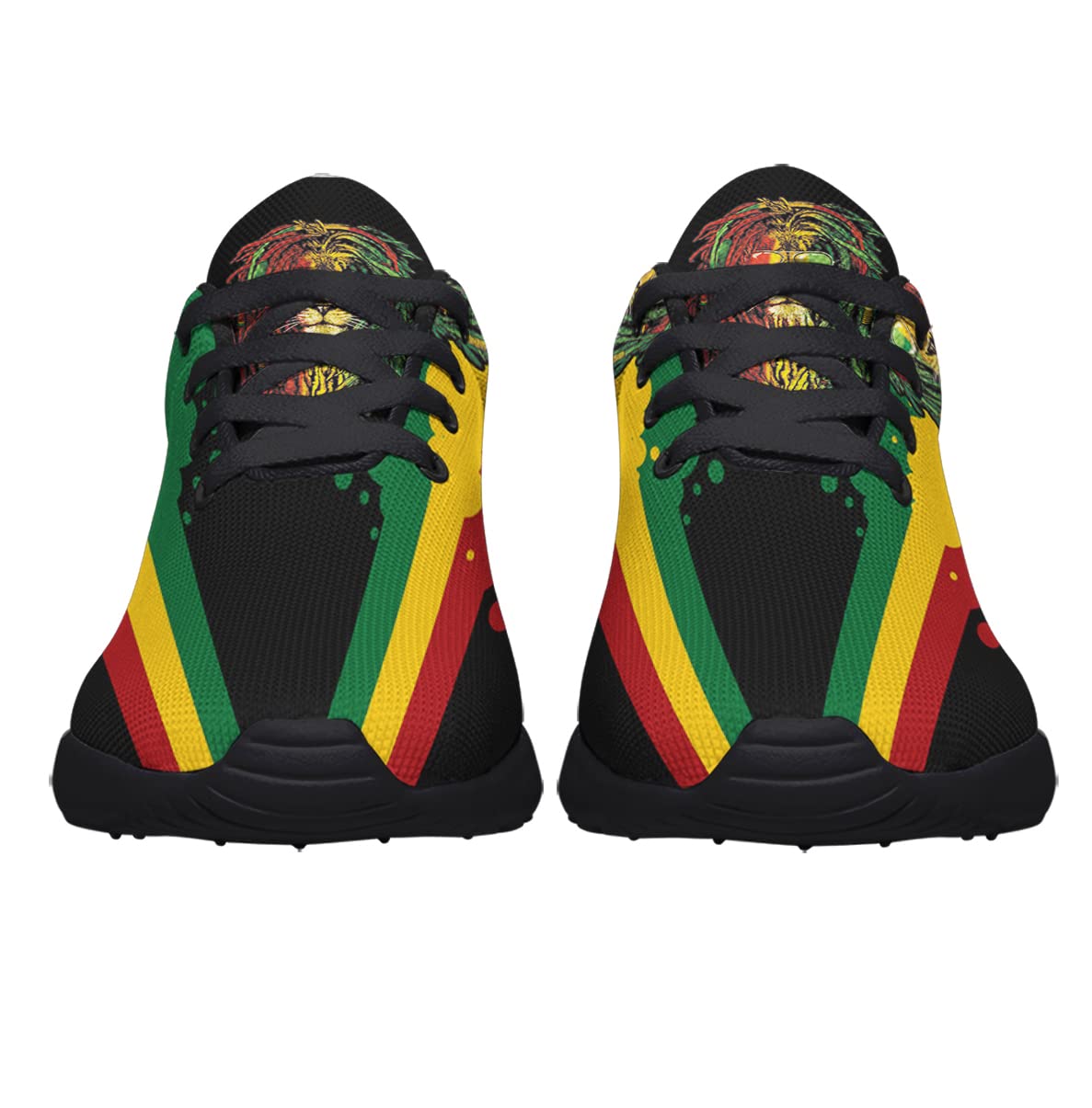 Lion Shoes Men Women Running Sneakers Casual Breathable Walking Tennis Shoes Jamaican Reggae African Gift Black Size 7.5