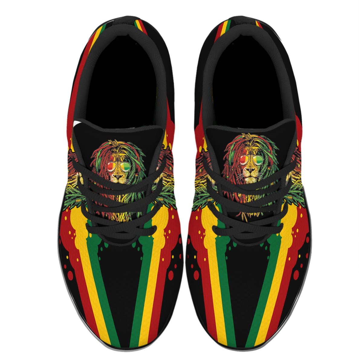 Lion Shoes Men Women Running Sneakers Casual Breathable Walking Tennis Shoes Jamaican Reggae African Gift Black Size 7.5