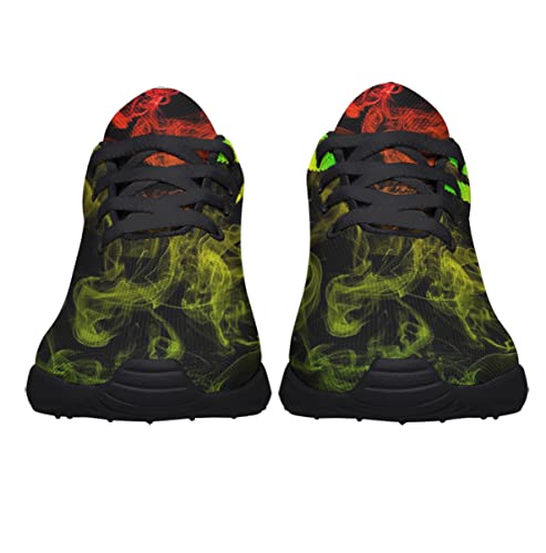 Marijuana Shoes Men Women Running Sneakers Breathable Casual Sport Tennis Shoes Gift for Rasta Reggae Fans Black Size 10