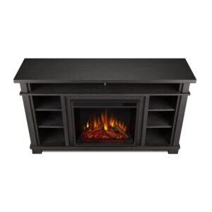 BOWERY HILL Solid Wood & Steel Electric Fireplace in Gray Finish