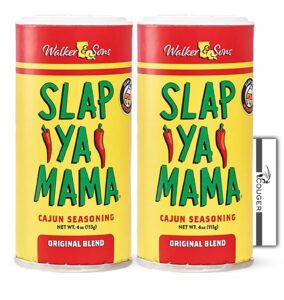 slap ya mama cajun seasoning, all natural cajun seasoning from louisiana, original blend, msg free and kosher, 4 ounce (2-pack) with couger card