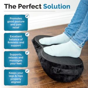 Big Time Comfort Foot Rest for Under Desk at Work & Home with Massage Texture - Ergonomic Memory Foam Foot Stool for Office Chair & Gaming, Washable Soft Velvet Footrest Cover - Pain Relief Leg Pillow