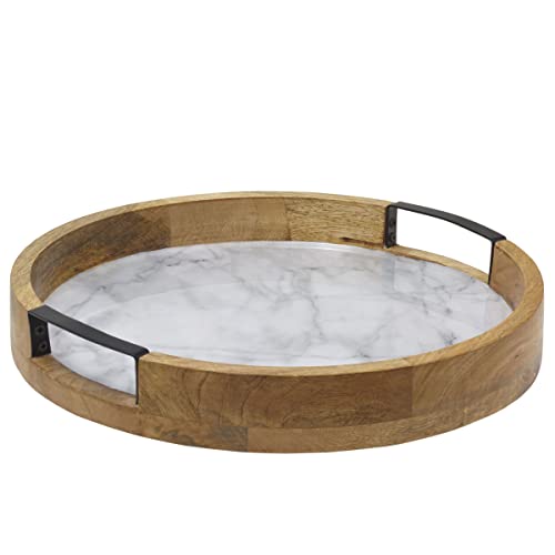 Gourmet Basics by Mikasa Lazy Susan Serving Tray, 14 Inch, Gray Marble