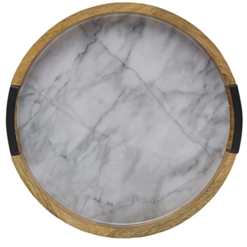 Gourmet Basics by Mikasa Lazy Susan Serving Tray, 14 Inch, Gray Marble