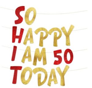 funny 50th birthday gold glitter banner - happy 50th birthday party decorations