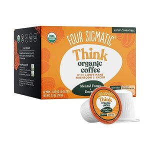 four sigmatic mushroom coffee k-cups | organic and fair trade dark roast coffee with lion’s mane mushroom powder & yacon | focus & immune support | vegan & keto | sustainable pods | 12 count