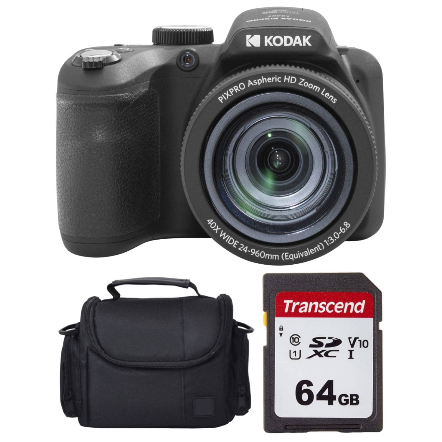 Kodak PIXPRO AZ405 Digital Camera + 64GB Memory Card + Camera Case (Black)