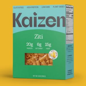 Kaizen Low Carb Keto Pasta Ziti - High Protein (20g), Gluten-Free, Keto-Friendly (6g Net), Plant-Based Lupini Noodles made w/High Fiber Lupin Flour - 8 ounces (Pack of 3)