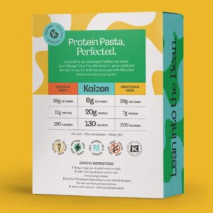 Kaizen Low Carb Keto Pasta Ziti - High Protein (20g), Gluten-Free, Keto-Friendly (6g Net), Plant-Based Lupini Noodles made w/High Fiber Lupin Flour - 8 ounces (Pack of 3)