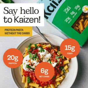 Kaizen Low Carb Keto Pasta Ziti - High Protein (20g), Gluten-Free, Keto-Friendly (6g Net), Plant-Based Lupini Noodles made w/High Fiber Lupin Flour - 8 ounces (Pack of 3)