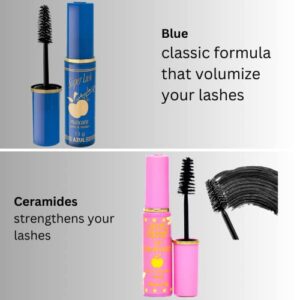 DEALPLUSDEAL APPLE Super Lash Mascara Promote Growth Natural Volume Full Lashes Length Intense Long Lasting Volumizing Lengthening Eye Makeup 5 Pcs, 3 Black + 1 Blue + 1 Brown + 1 Clear, 0.4586 Ounce