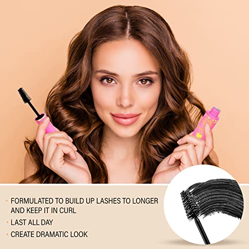 DEALPLUSDEAL APPLE Super Lash Mascara Promote Growth Natural Volume Full Lashes Length Intense Long Lasting Volumizing Lengthening Eye Makeup 5 Pcs, 3 Black + 1 Blue + 1 Brown + 1 Clear, 0.4586 Ounce