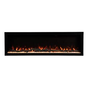 modern ember highmark 60 inch smart linear electric fireplace - premium flame with 10 colors, sleek hidden vent design, install recessed in-wall or wall-mount, wifi and voice-enabled