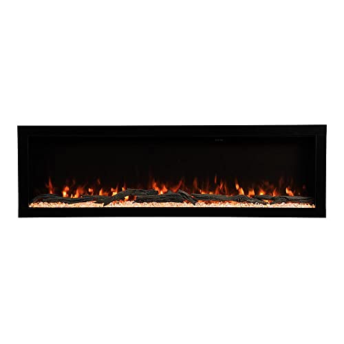 Modern Ember Highmark 60 Inch Smart Linear Electric Fireplace - Premium Flame with 10 Colors, Sleek Hidden Vent Design, Install Recessed in-Wall or Wall-Mount, WiFi and Voice-Enabled