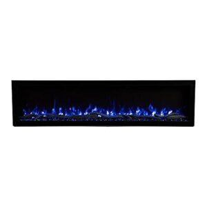 Modern Ember Highmark 60 Inch Smart Linear Electric Fireplace - Premium Flame with 10 Colors, Sleek Hidden Vent Design, Install Recessed in-Wall or Wall-Mount, WiFi and Voice-Enabled