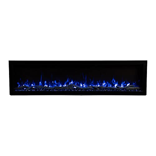 Modern Ember Highmark 60 Inch Smart Linear Electric Fireplace - Premium Flame with 10 Colors, Sleek Hidden Vent Design, Install Recessed in-Wall or Wall-Mount, WiFi and Voice-Enabled