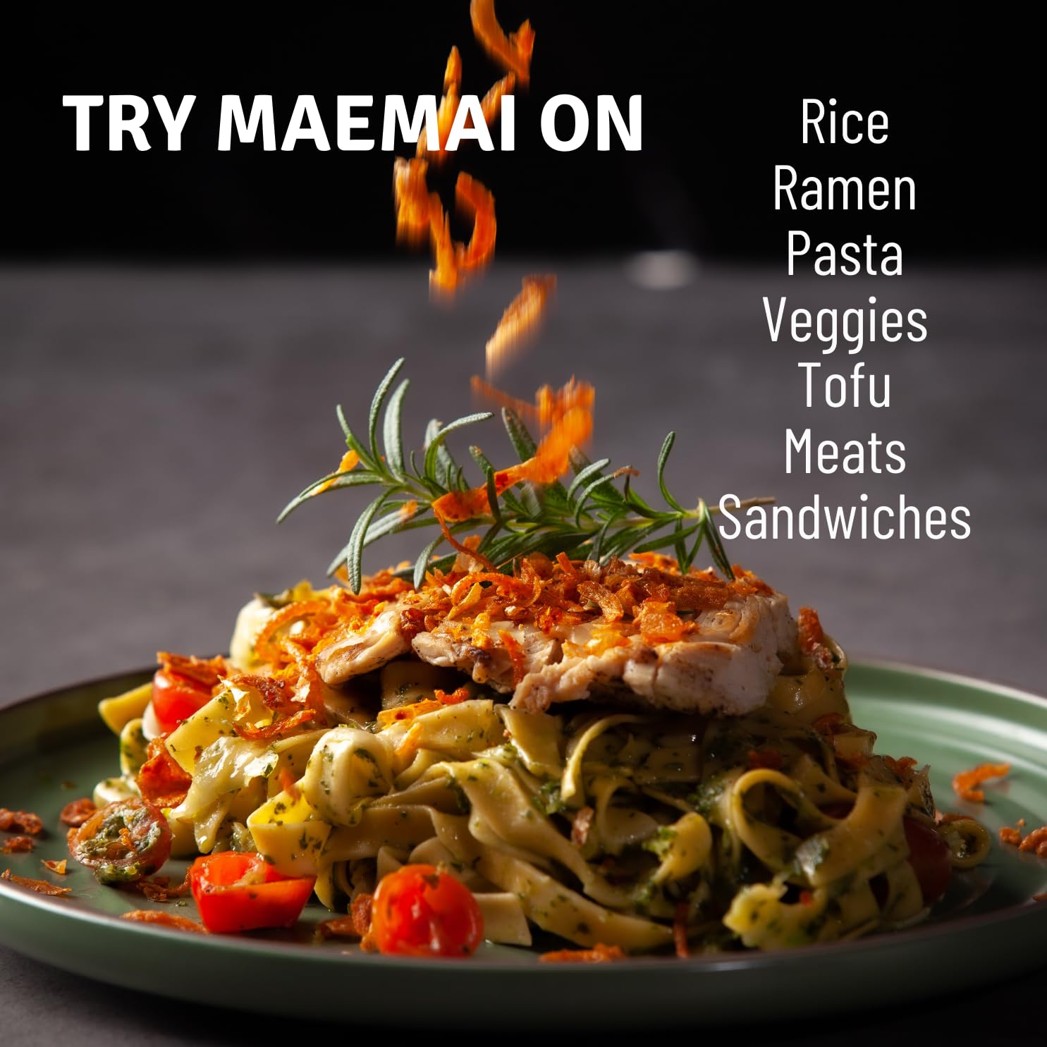 MaeMai Medium Spice (SPICY) - Crispy Onions & Garlic Flakes - Crunchy All-Purpose Seasoning, Keto, Salad Toppings, Fried Onions - Ramen, Rice Seasoning, Vegan, Gluten-free | 75g