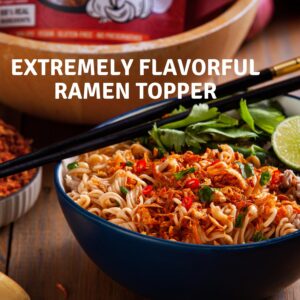 MaeMai Medium Spice (SPICY) - Crispy Onions & Garlic Flakes - Crunchy All-Purpose Seasoning, Keto, Salad Toppings, Fried Onions - Ramen, Rice Seasoning, Vegan, Gluten-free | 75g