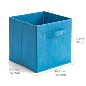 EZOWare Set of 12 Foldable Basket Bin Collapsible Storage Cube For Nursery, Kids Toys Organizer, Shelf Cabinet - ( Purple + Niagara Blue)