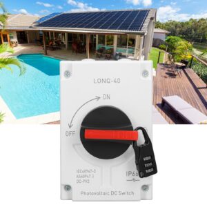 PV Solar Disconnect Switch, LONQ 40 DC Isolator Solar Switch IP66 Waterproof DC1000V 32A 4P Disconnect Switch for Solar Photovoltaic Systems