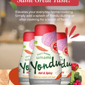 Yondu Hot & Spicy - Plant-Based Spicy Seasoning Sauce – Flavorful umami rich heat to awaken your palate. Better Than: Fish Sauce, Soy Sauce, Bouillon (9.3 Fl oz)