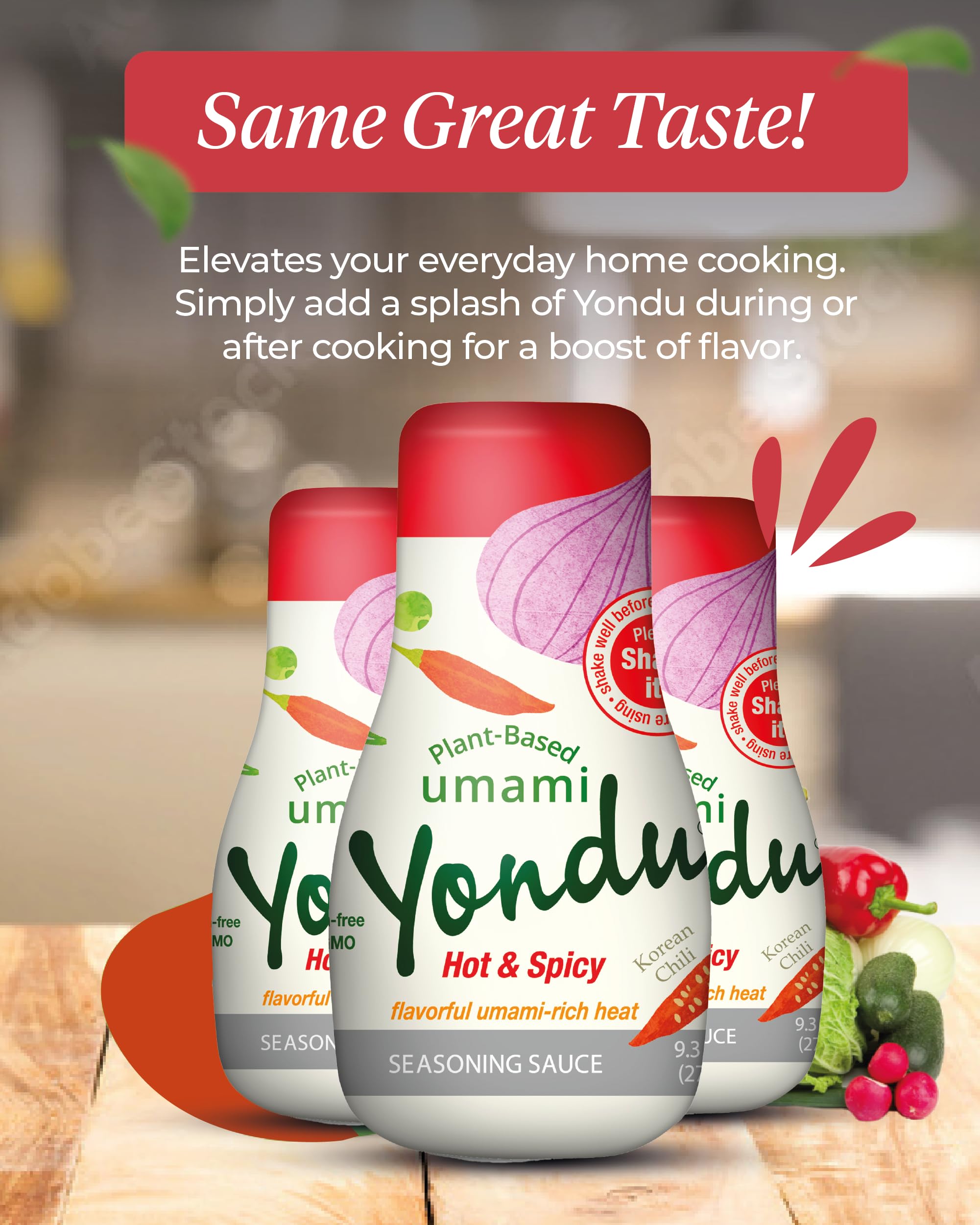 Yondu Hot & Spicy - Plant-Based Spicy Seasoning Sauce – Flavorful umami rich heat to awaken your palate. Better Than: Fish Sauce, Soy Sauce, Bouillon (9.3 Fl oz)