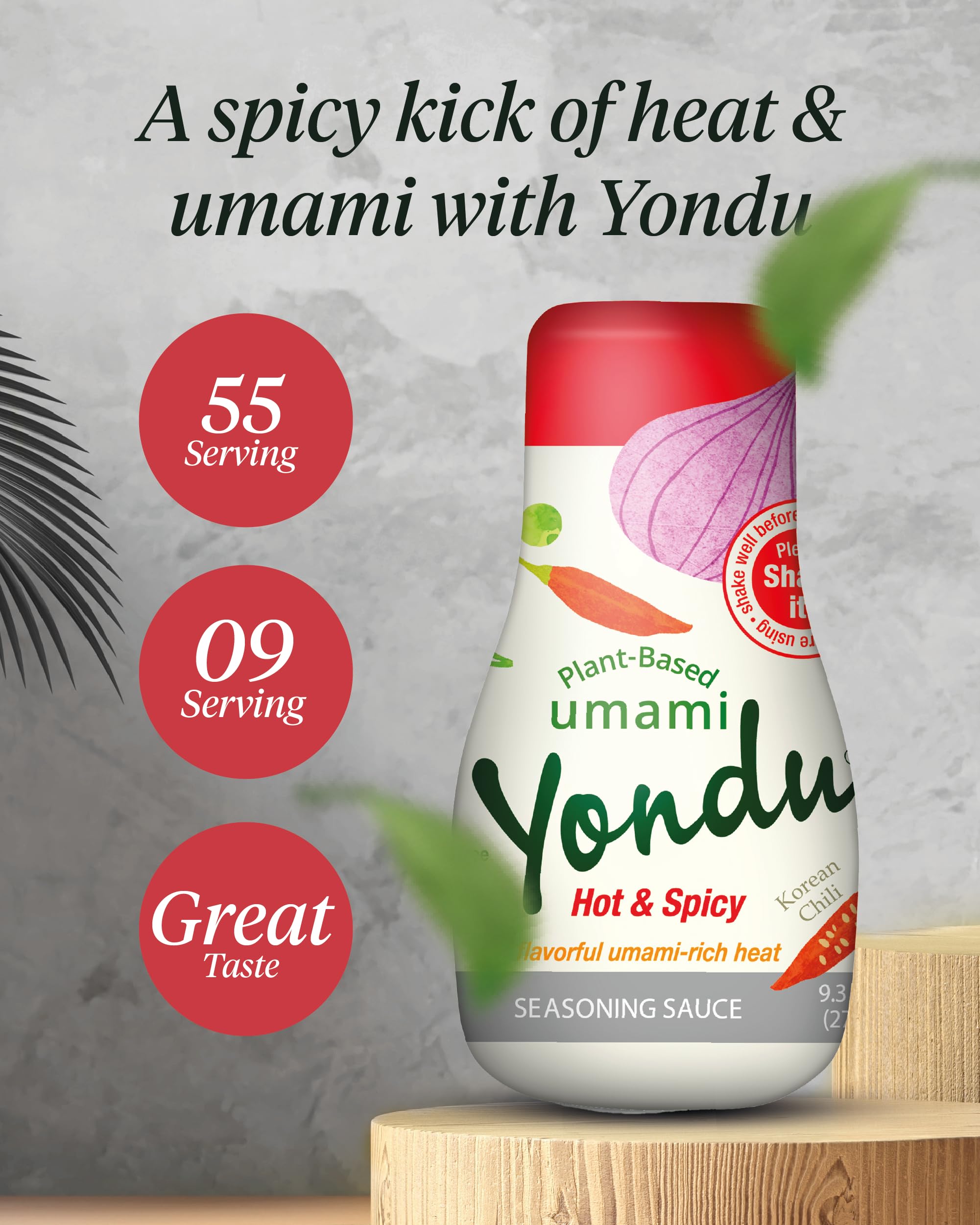 Yondu Hot & Spicy - Plant-Based Spicy Seasoning Sauce – Flavorful umami rich heat to awaken your palate. Better Than: Fish Sauce, Soy Sauce, Bouillon (9.3 Fl oz)