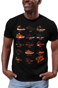 shirt to match jordan orange/black retro jordan sneakers 1 2 3 4 5 6 7 8 9 10 11 12 13, tee to match jordans