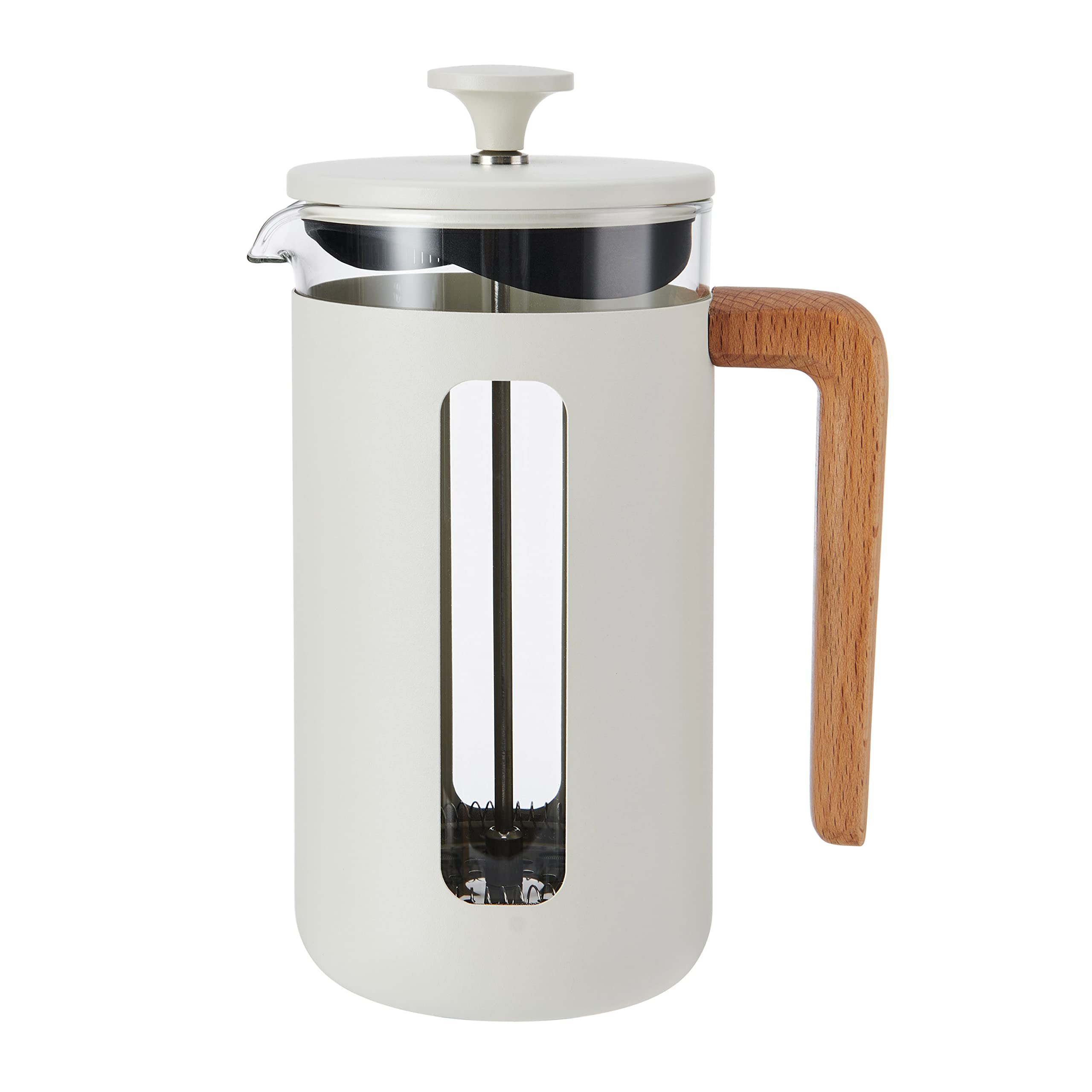 La Cafetière Pisa Cafetière, 8-Cup/1L, Heat-Resistant Borosilicate Glass and Stainless Steel with Easy-Grip Plunger, Large French Press Coffee Maker for Loose Tea and Ground Coffee, Flint