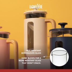 La Cafetière Pisa Cafetière, 8-Cup/1L, Heat-Resistant Borosilicate Glass and Stainless Steel with Easy-Grip Plunger, Large French Press Coffee Maker for Loose Tea and Ground Coffee, Flint