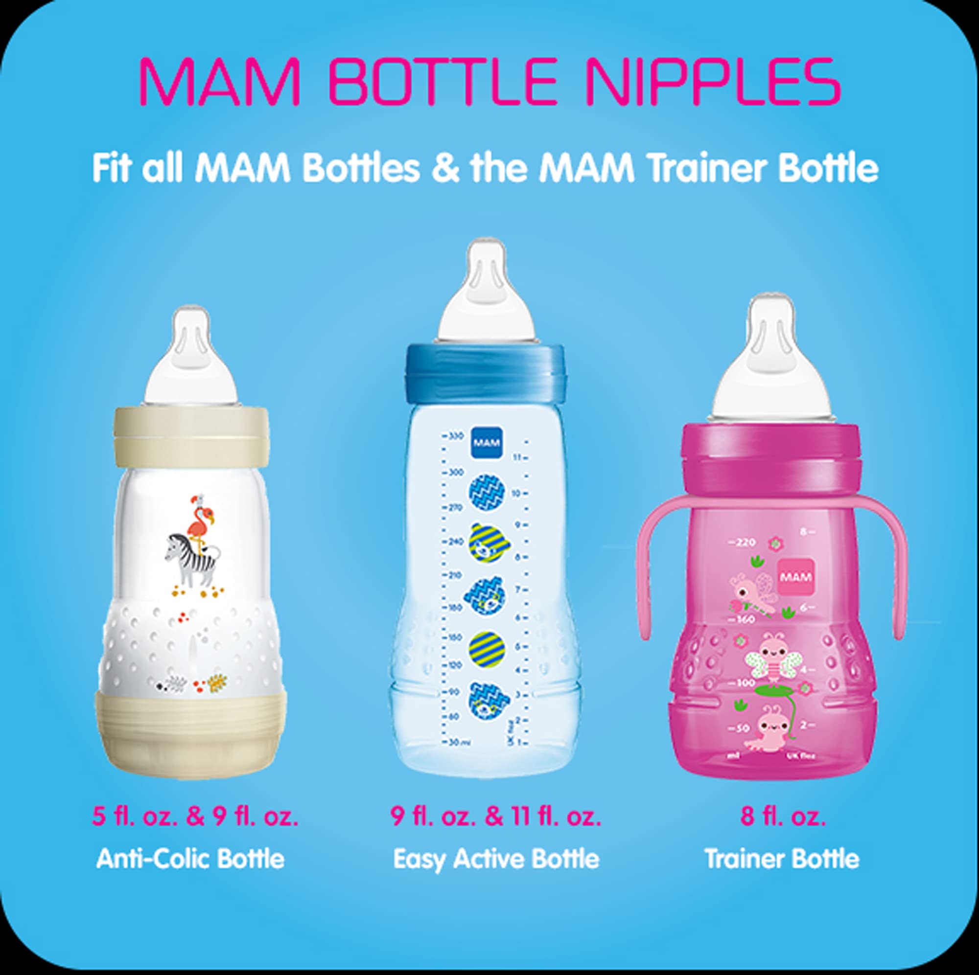 MAM Bottle Nipples Extra Slow Flow Nipple Size 0, for Newborn Babies and Older, SkinSoft Silicone Nipples for Baby Bottles, Fits All MAM Bottles, 4 Count (Pack of 1)