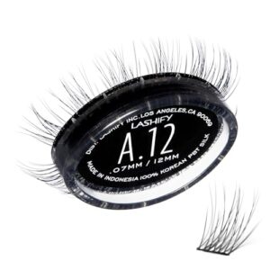 lashify amplify 12mm gossamerdiy eyelash extensions refill, black, easy false eyelashes for a natural look