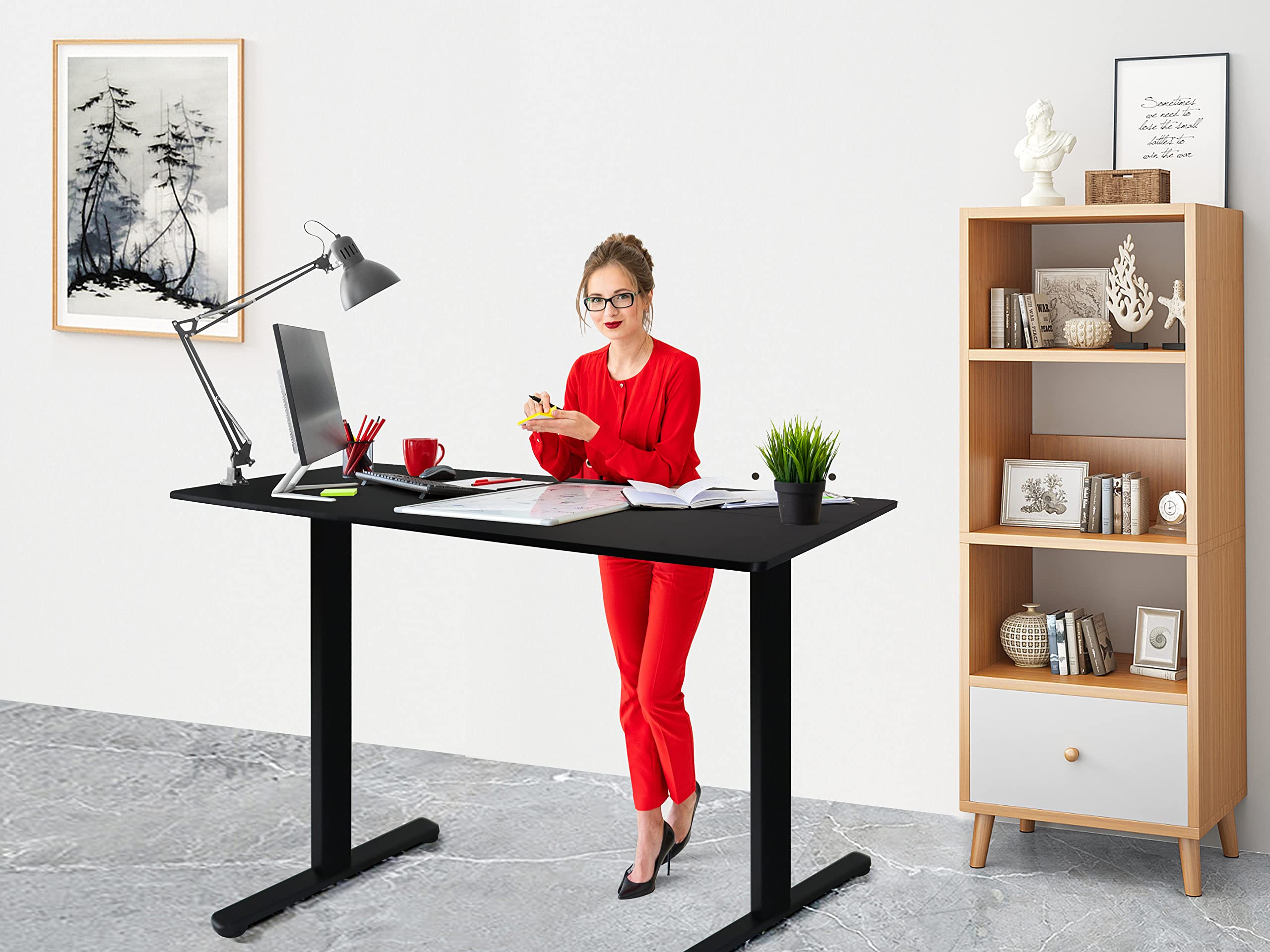 Lifetime Home Height Adjustable 48" Electric Standing Desk - Upgraded Ultra Durable Home Office Large Rectangular Computer or Laptop Sit Stand Workstation Table - 48 x 24 inches, Black