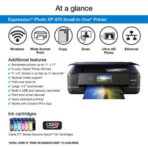 Epson Expression Photo XP-970 Wireless Color Photo Printer with Scanner and Copier (Renewed)